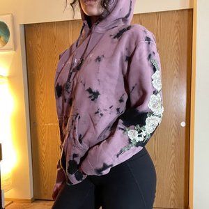 Civil Regime dusty rose embroidered rose hoodie - S